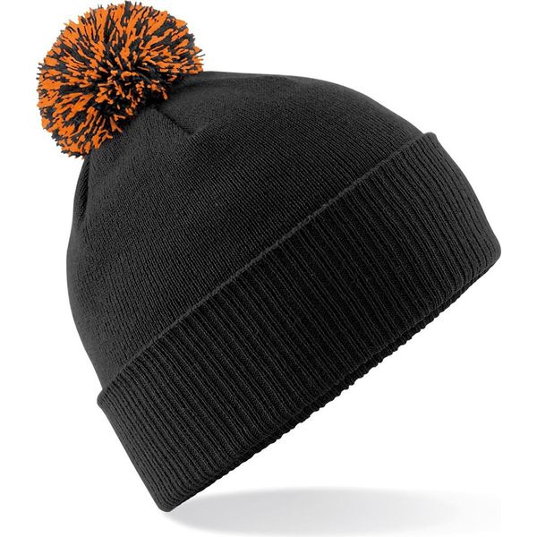 Cappello Invernale Da Bambina Beechfield Duo Extreme Snowstar RW243 (Taglia Unica) (Nero/Arancione)-image