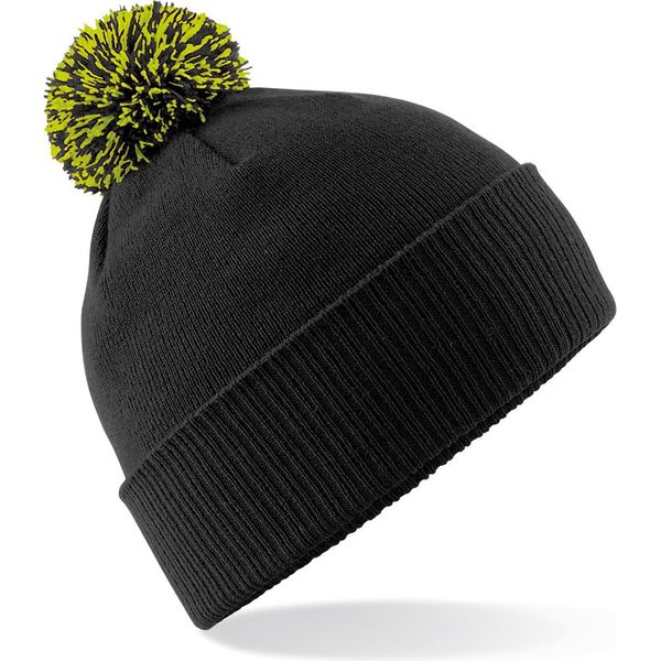 Cappello Invernale Da Bambina Beechfield Duo Extreme Snowstar RW243 (Taglia Unica) (Nero/Lime)-image