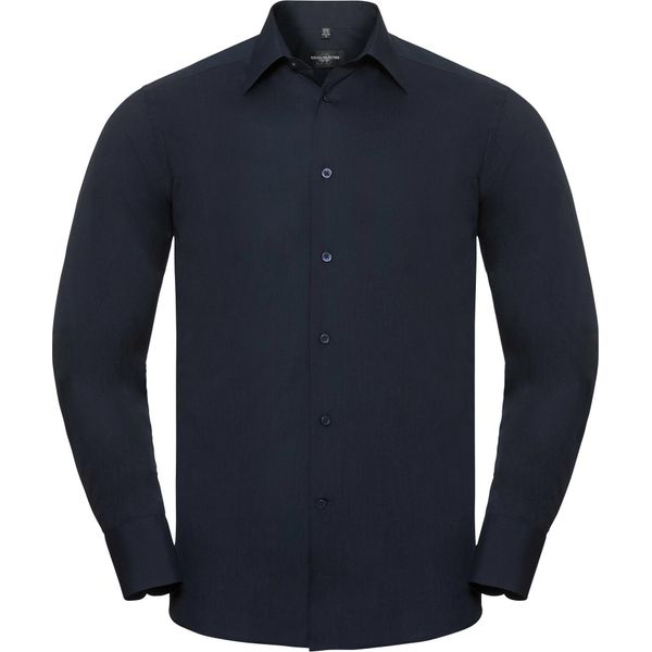 Camicia Da Uomo In Popeline Russell Collection, Manica Lunga, Easy-Care BC1018 (4XL) (Blu Navy)-image