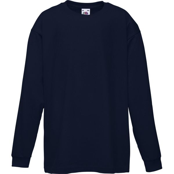 Maglietta Fruit Of The Loom Per Bambini, Manica Lunga (2 Pezzi/Confezione) BC4270 (14-15 Anni (164)) (Blu Scuro)-image