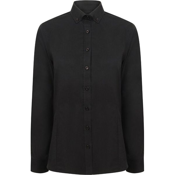 Henbury Camicetta Oxford Moderna A Maniche Lunghe Da Donna RW5424 (2XL) (Nero)-image
