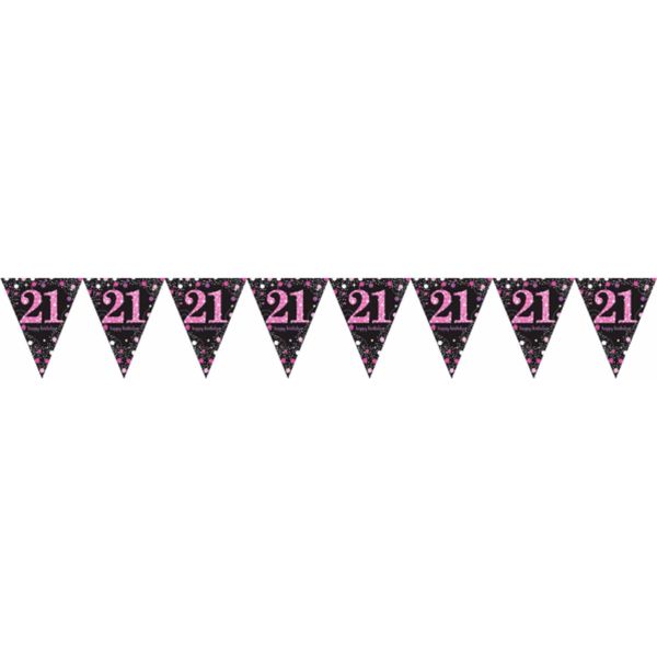 Bignè Amscan Con Numero 21, Disegno Glitterato Lucido SG9867 (Taglia Unica) (Nero/Rosa)-image