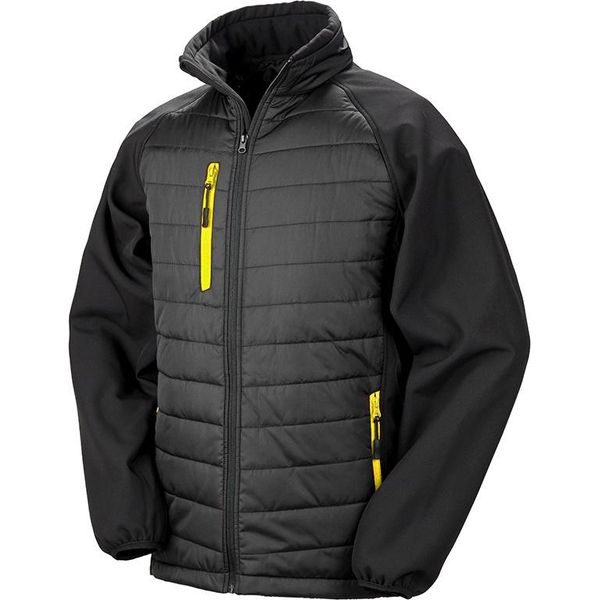 Result Giacca Softshell Da Uomo Compass Foderata PC3326 (Xs) (Nero/Giallo)-image