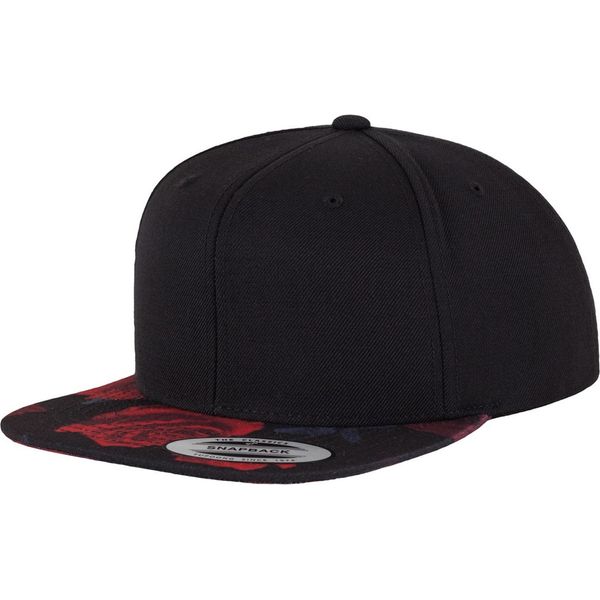Flexfit By Yupoong Unisex Rose Print Baseball Cap RW7637 (Taglia Unica) (Nero/Rosso)-image