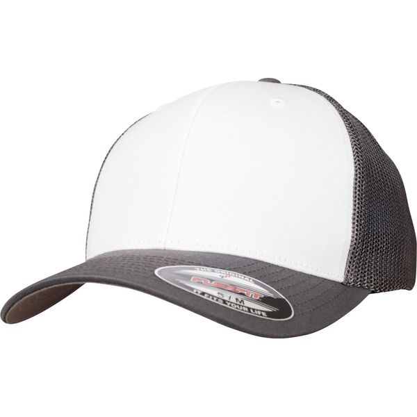 Flexfit By Yupoong Adulto Unisex Colore Fronte Maglia Trucker Cap RW7651 (L/Xl) (Grigio Scuro/Bianco)-image