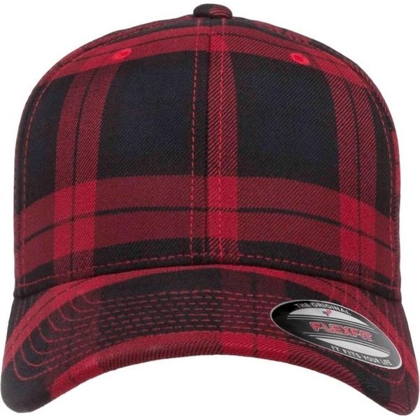 Flexfit By Yupoong Cappello Da Baseball Con Motivo Tartan RW7539 (S/M) (Nero/Rosso)-image