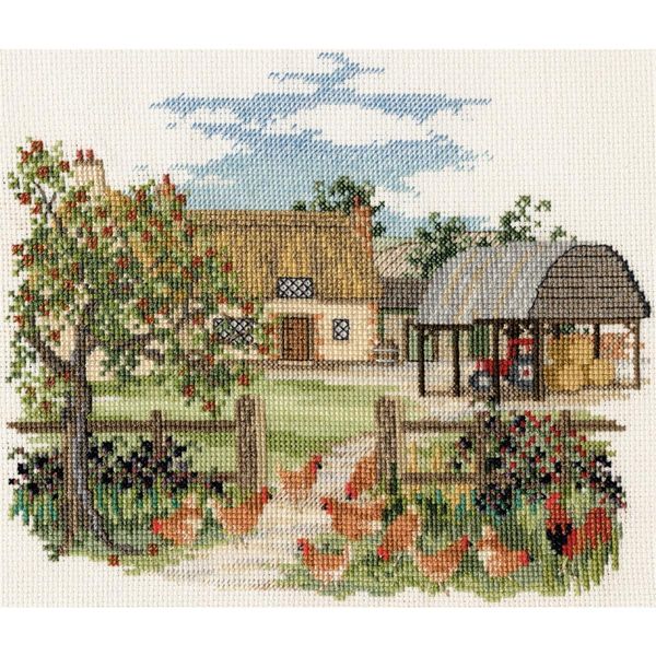 Set Per Punto Croce Bothy Threads "Paesaggio - Fattoria Degli Alberi Di Mele"", 20X17Cm, DWCON07, Schema Contato"-image