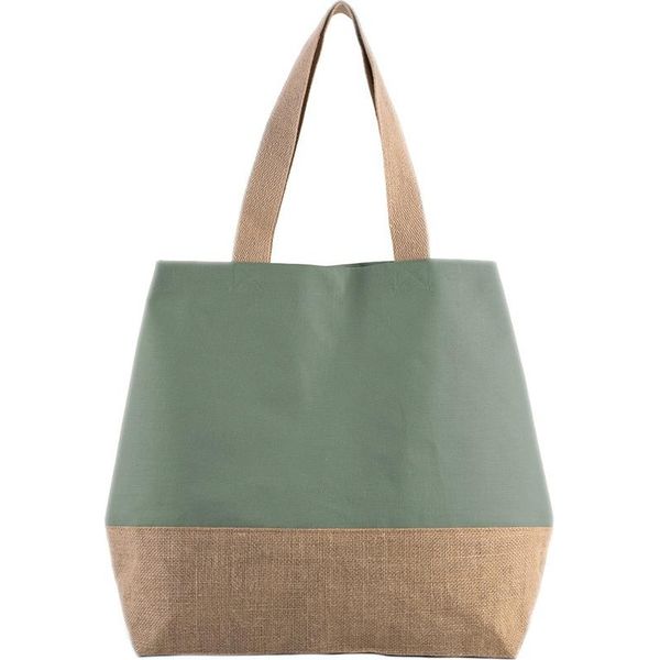 Kimood - Borsa Della Spesa, Tela Di Iuta PC3812 (Taglia Unica) (Verde/Naturale)-image