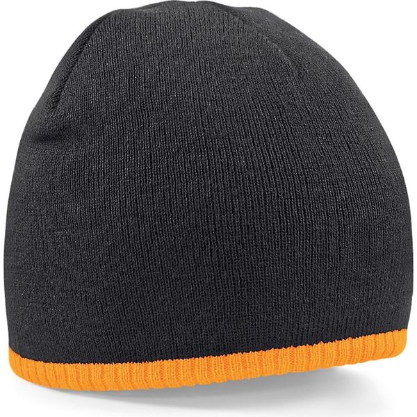Cappello Invernale Beechfield Unisex In Maglia Basic RW209 (Taglia Unica) (Nero/Arancio Fluo)-image