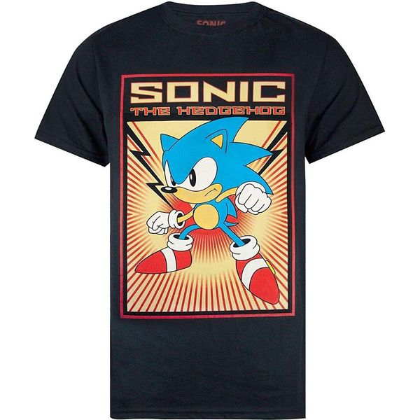 Sonic The Hedgehog - Maglietta "Propaganda"" Per Uomo NS5256 (L) (Nero)"-image