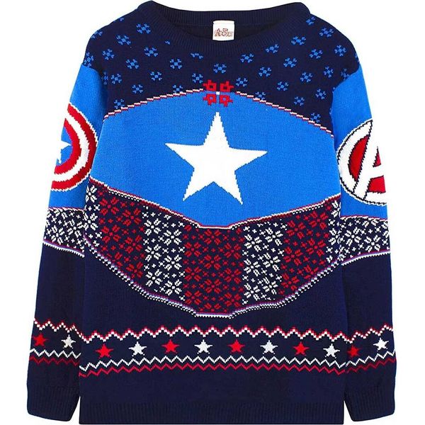 Capitan America - Felpa Per Uomo/Donna Unisex - Design Natalizio NS6464 (Xl) (Blu/Navy/Rosso)-image