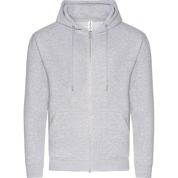 Awdis - Felpa Con Cappuccio Con Zip Integrale In Cotone Organico Per Uomo/Donna Unisex RW7979 (2XL) (Grigio Screziato)-image