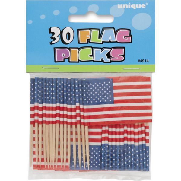 Unique Party - Usa - Bastoncini Da Cocktail, Confezione Da 30 SG5385 (Taglia Unica) (Blu/Bianco/Rosso)-image