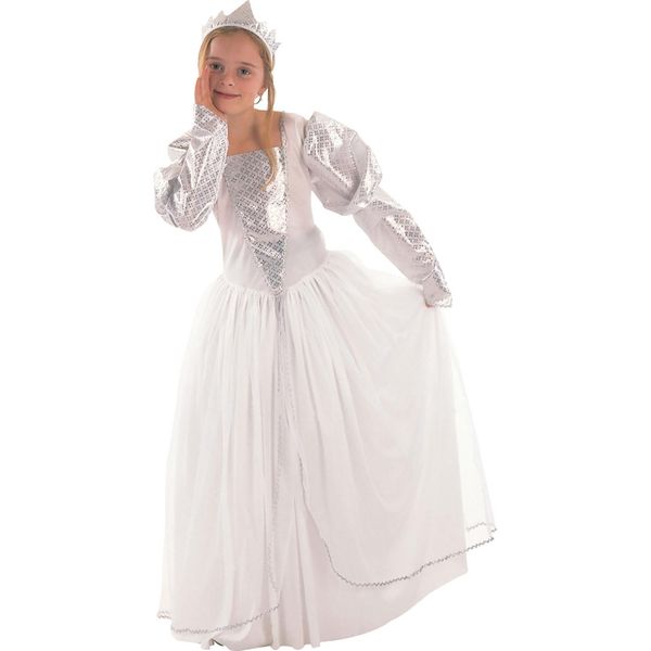 Bristol Novelty - Costume Da Bambina BN826 (S) (Bianco/Argento)-image