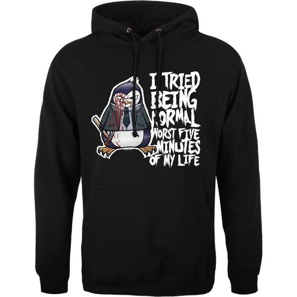 Psycho Penguin - Felpa Con Cappuccio "Ho Provato Ad Essere Normale"" Per Uomo GR2958 (S) (Nero)"-image
