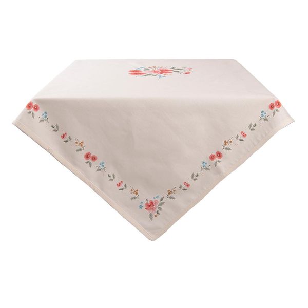 Tovaglia Clayre & Eef 100X100 Cm Beige Cotone Roses-image