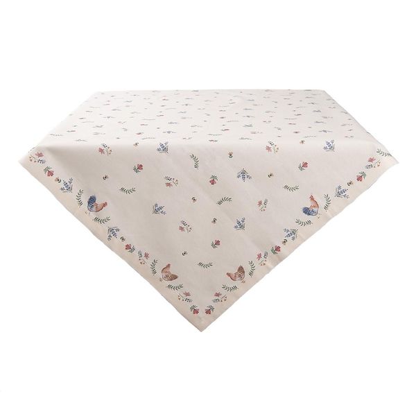 Tovaglia Clayre & Eef 130X180 Cm Beige Blu Cotone Pollo E Gallo-image