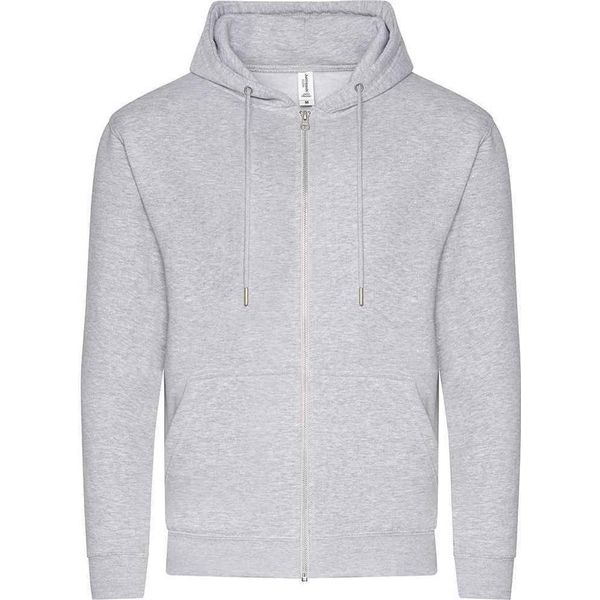 Awdis - Felpa Con Cappuccio Con Zip Integrale In Cotonelogico Da Uomo PC4389 (S) (Grigio Screziato)-image