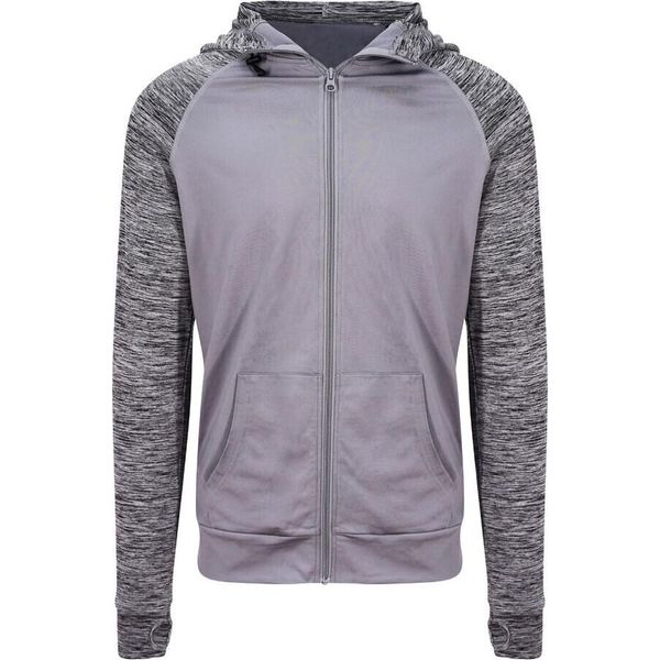 Awdis - Felpa Con Cappuccio "Just Cool"" Con Zip A Tutta Lunghezza Per Uomo RW6550 (L) (Grigio/Grigio Screziato)"-image