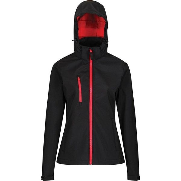 Regatta - Giacca Softshell "Venturer"" Con Cappuccio Da Donna PC4255 (40 It) (Nero/Rosso)"-image