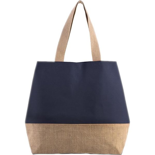 Kimood - Borsa Per La Spesa, Tela Di Iuta PC3812 (Taglia Unica) (Blu Patriota/Naturale)-image
