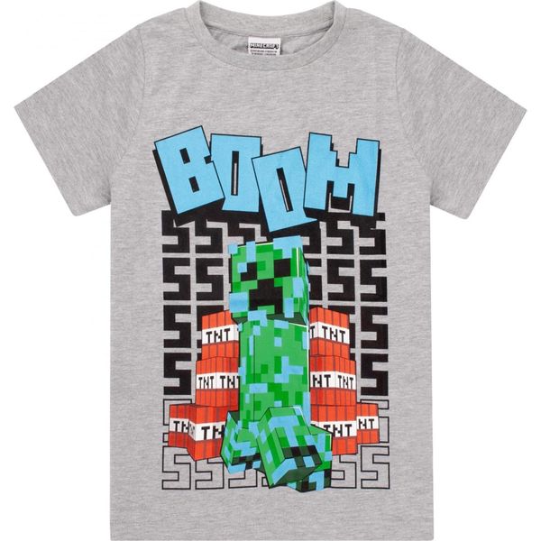Minecraft - Maglietta "Boom"" Per Ragazzi NS6498 (164) (Grigio)"-image