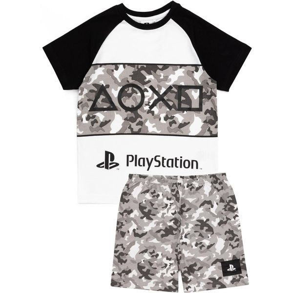 Playstation - Pigiama "Gaming"" Con Pantaloncini Da Ragazzo NS6222 (116) (Nero/Grigio/Bianco)"-image