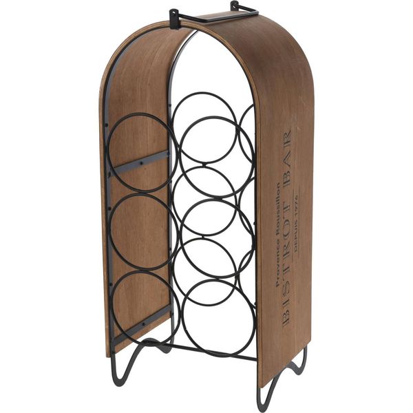 Portabottiglie Da Vino Excellent Houseware, Metallo/Legno, 21,5X18X49 Cm, Marrone/Nero-image