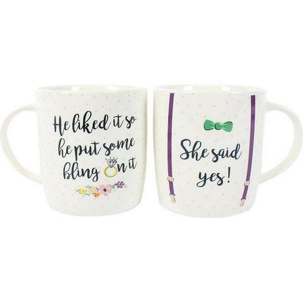 Something Different - Set Di Tazze "She Said Yes!"" In Porcellana - Confezione Da 2 SD2066 (Taglia Unica) (Colorate)"-image