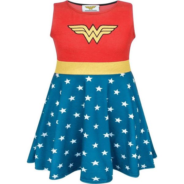 Abito Costume Wonder Woman Per Bambina NS5848 (140) (Rosso/Blu)-image