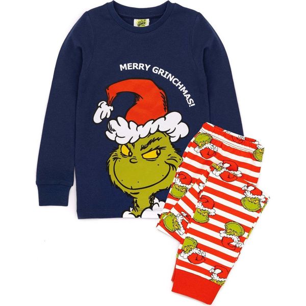Il Grinch - Pigiama Per Bambini - Disegno Natalizio NS6548 (104) (Blu/Verde/Bianco/Rosso)-image