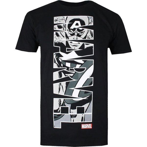 Captain America - T-Shirt Da Uomo TV202 (L) (Nero/Grigio)-image