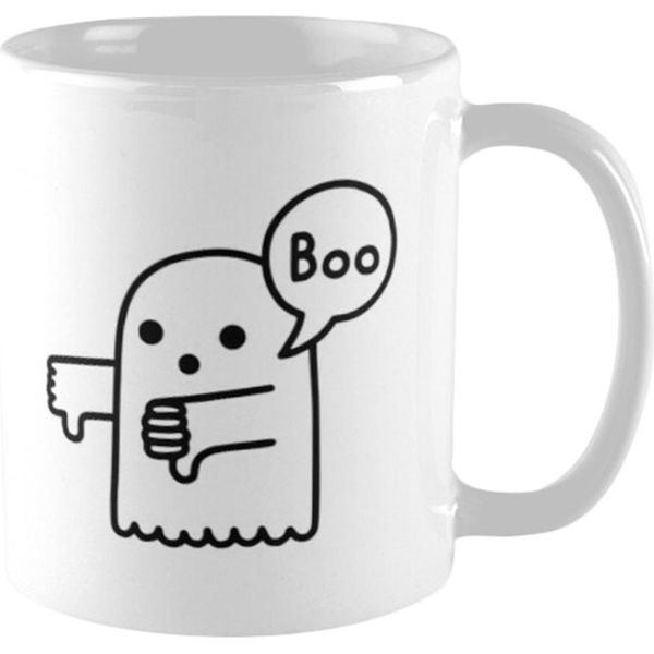 Obinsun - Tazza Da Caffè "Ghost Of Disapproval"" PM4028 (12 Cm X 10,5 Cm X 8,7 Cm) (Bianco/Nero)"-image