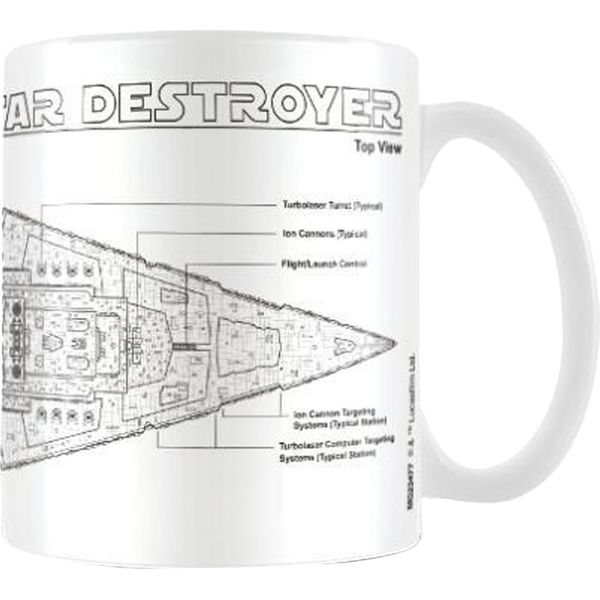 Star Wars - Tazza Da Caffè "Star Destroyer"", Schizzo PM2455 (Taglia Unica) (Bianco/Nero)"-image
