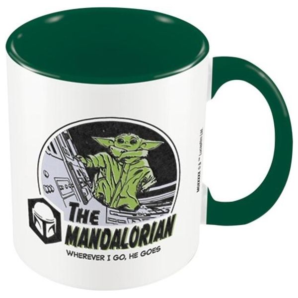 Star Wars: The Mandalorian - Tazza Da Caffè "Wherever I Go He Goes"" PM2350 (Taglia Unica) (Verde/Bianco)"-image