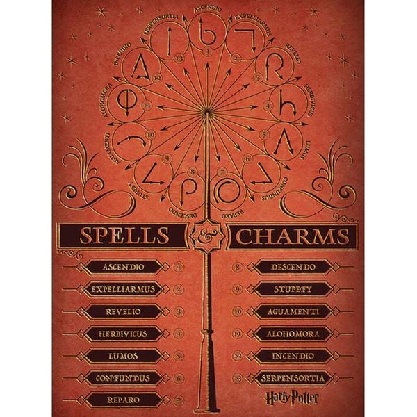 Harry Potter - Stampa Su Tela "Incantesimi"" PM3315 (60 Cm X 80 Cm) (Arancione/Nero)"-image