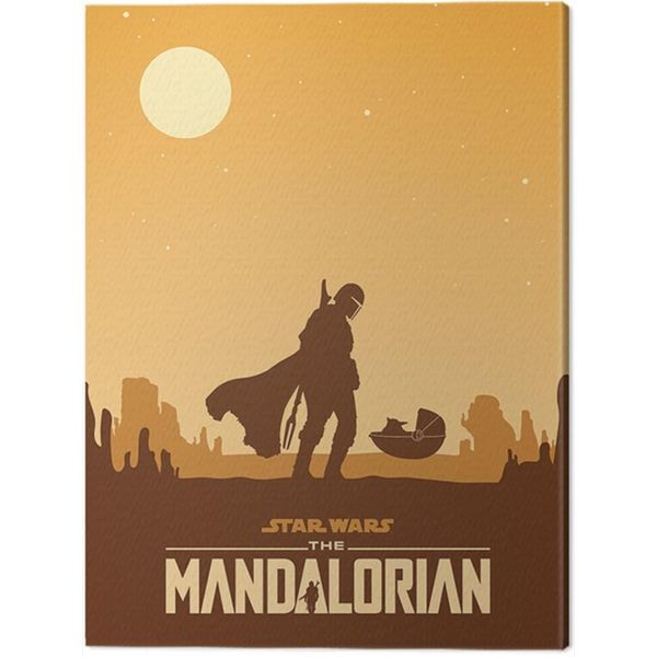 Star Wars: The Mandalorian - Stampa Su Tela "Meeting"" PM3579 (60 Cm X 80 Cm) (Giallo Chiaro/Marrone)"-image