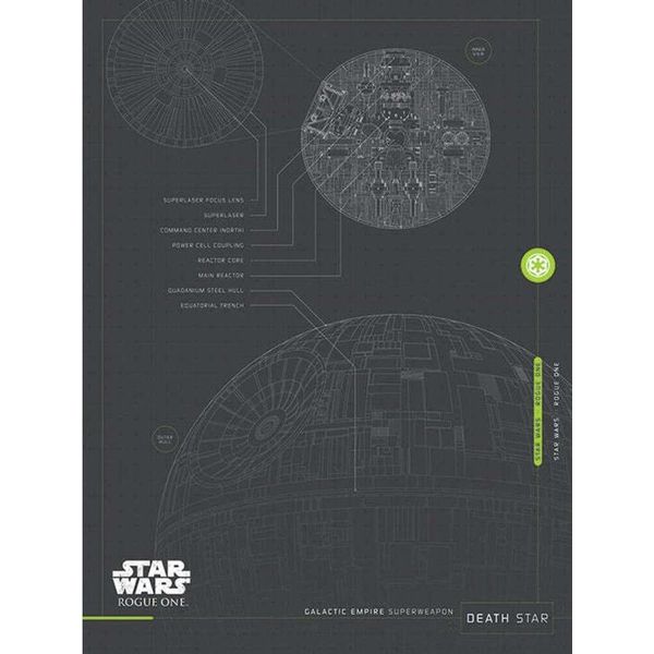Star Wars: Rogue One - Stampa Su Tela "Piani Della Morte Nera"" PM3352 (60 Cm X 80 Cm) (Nero/Bianco)"-image