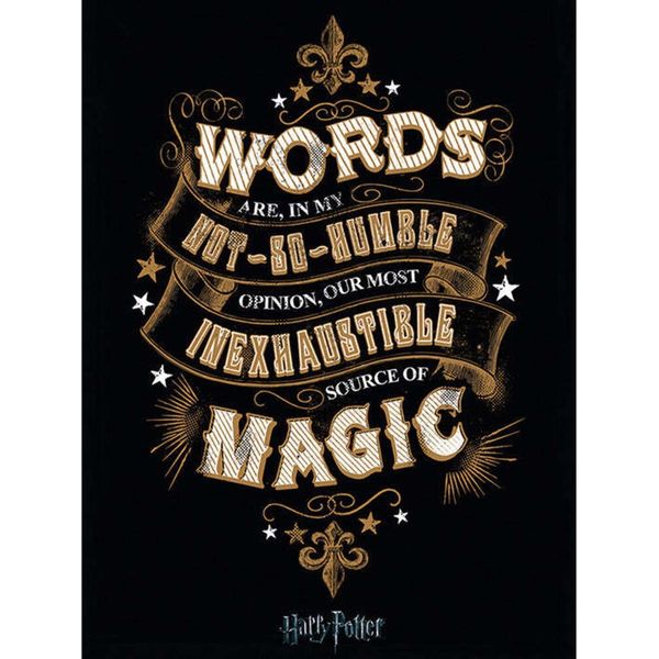 Harry Potter - Stampa Su Tela "Parole"" PM3342 (80 Cm X 60 Cm) (Nero/Bianco/Oro)"-image