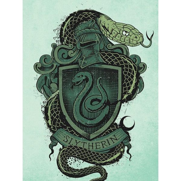 Harry Potter - Stampa Su Tela, Serpeverde PM3485 (80 Cm X 60 Cm) (Verde/Nero)-image