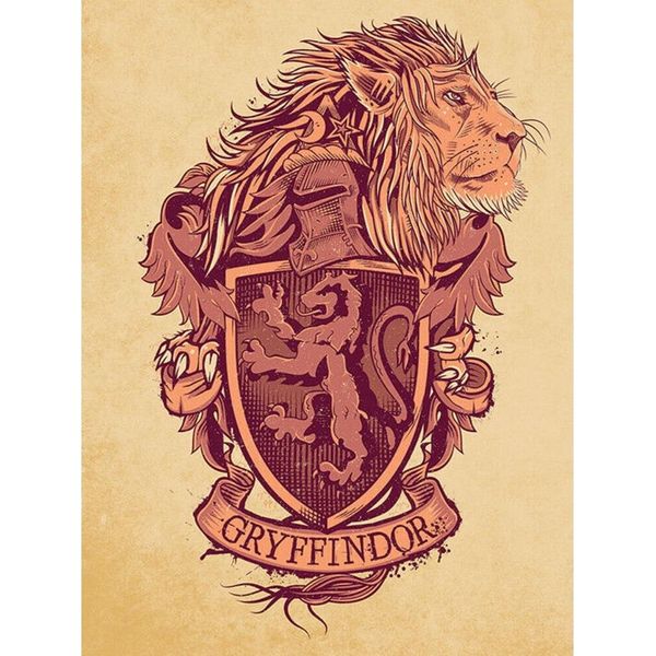 Harry Potter - Stampa Su Tela, Grifondoro PM3486 (80 Cm X 60 Cm) (Crema/Rosso)-image