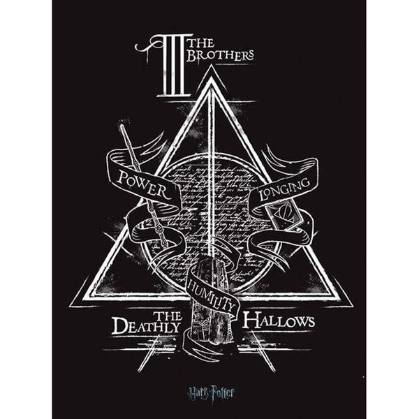 Harry Potter - Stampa Su Tela, Doni Della Morte PM3353 (60 Cm X 80 Cm) (Nero/Bianco)-image