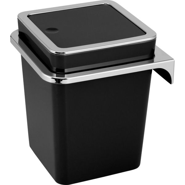 Bremermann Savona Cestino Per Cosmetici Con Supporto A Parete, Con Coperchio Girevole, Secchio Da Bagno, Plastica, 6 Litri (Nero, Quadrato)-image