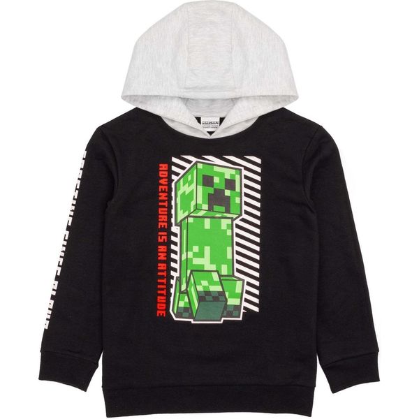 Minecraft - Felpa Con Cappuccio Per Ragazzi NS6695 (128) (Nero/Grigio/Verde)-image
