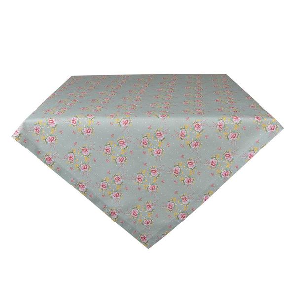 Tovaglia Clayre & Eef 100X100 Cm Fiori Di Cotone Verde Rosa-image