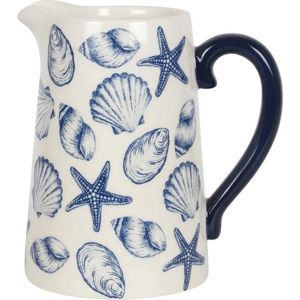 Something Different - Brocca Per Fiori "Coastal Charm"", Conchiglie SD4055 (18 Cm X 12 Cm X 17 Cm) (Bianco/Bianco/Blu/Blu)"-image