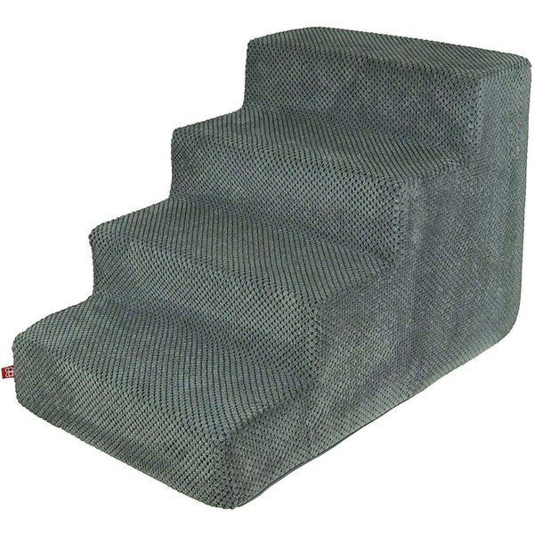 Scale Per Cani Scale Per Gatti Scale Per Animali Domestici Aiuto Per Arrampicarsi Rivestimento In Peluche 4 Scale Grigio Scuro-image