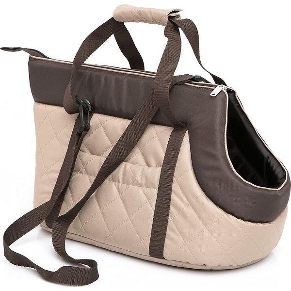 Borsa Da Trasporto Leggera Per Cani 25X50X27 Cm - Morbida Imbottitura Con Maniglia Per Il Trasporto, Beige-image