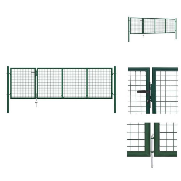 Vidaxl Cancello Da Giardino In Acciaio 350 X 100 Cm Verde - Cancelli Da Giardino-image