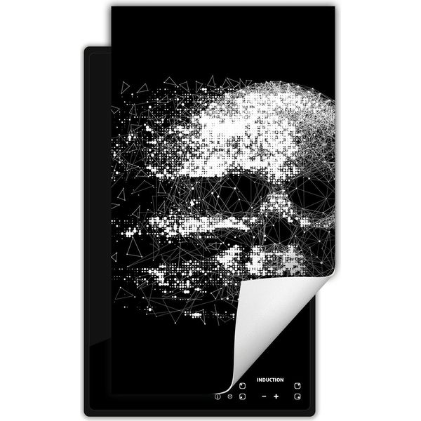 Darhaus Piastra Di Copertura Per Stufa 1 Pezzo 30X52 Cm Tappetino Antiscivolo Roll-Up, Nero - Skull-image